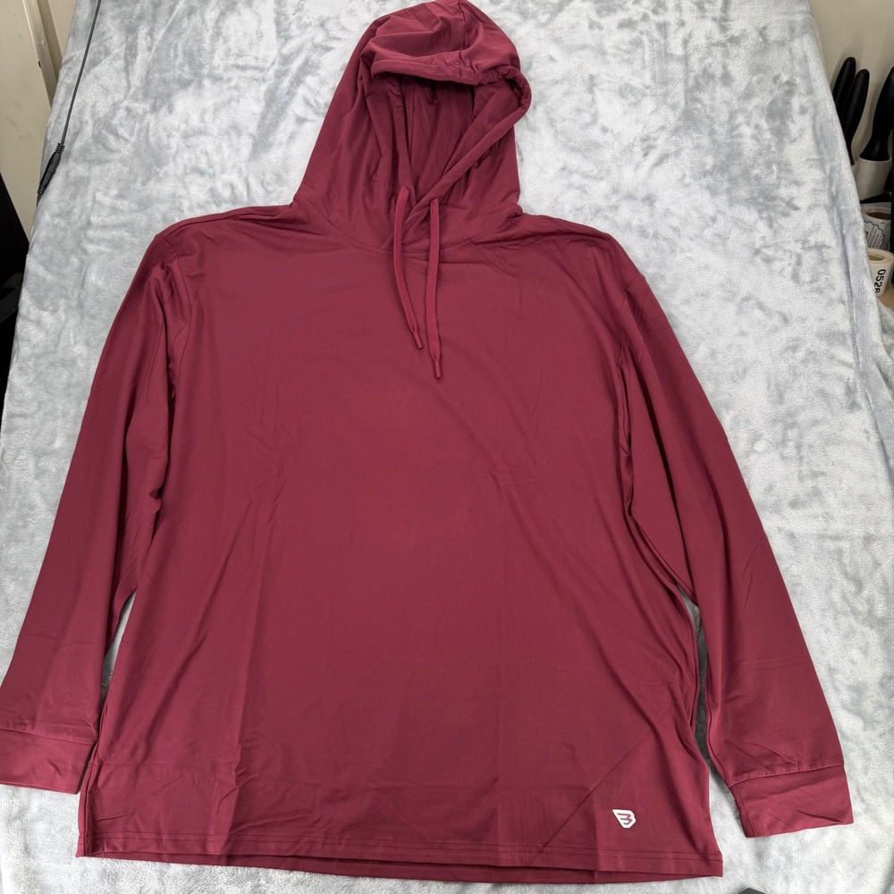 Burlebo Mens XL Everyday Adventure Performance Hoodie Maroon Long Sleeve Shirt